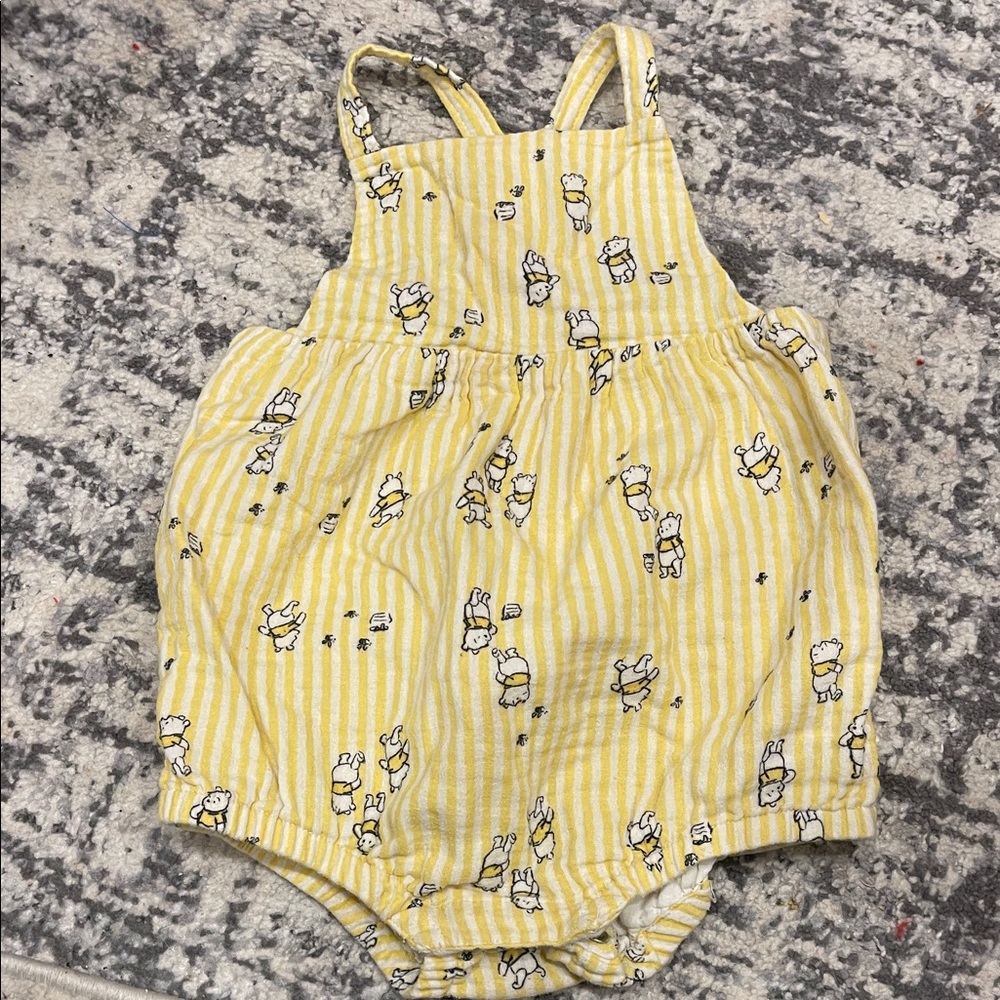 Yellow Baby Bubble Romper with Winnie the Pooh Print Hanna Andersson x Disney